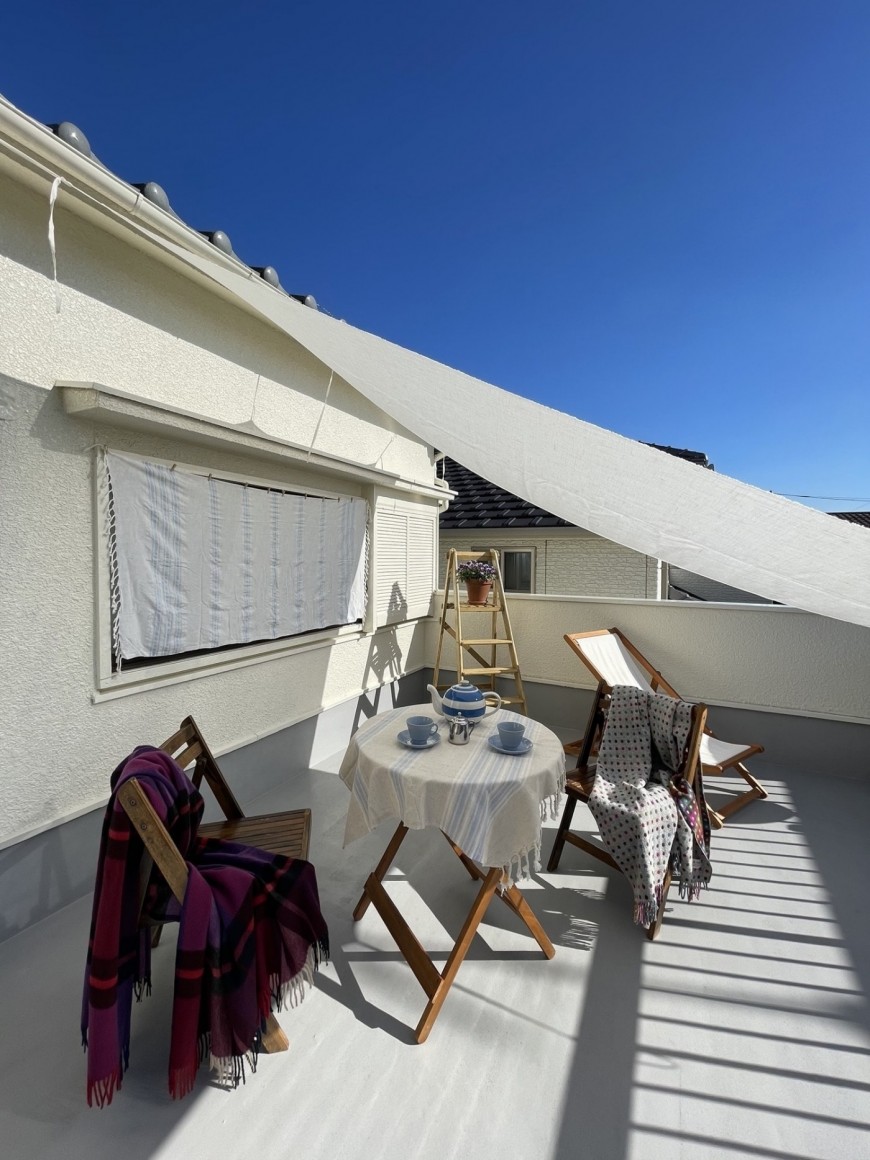 サンシェードで涼しく、お洒落に